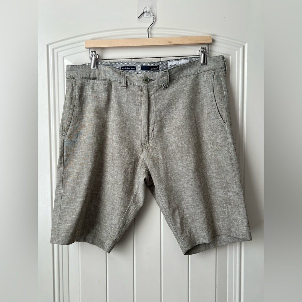 Bruno Washable Linen Blend Shorts Men’s 34 Classic Fit Gray - Picture 2 of 13